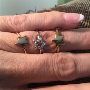 Tricolor stackable star ring set